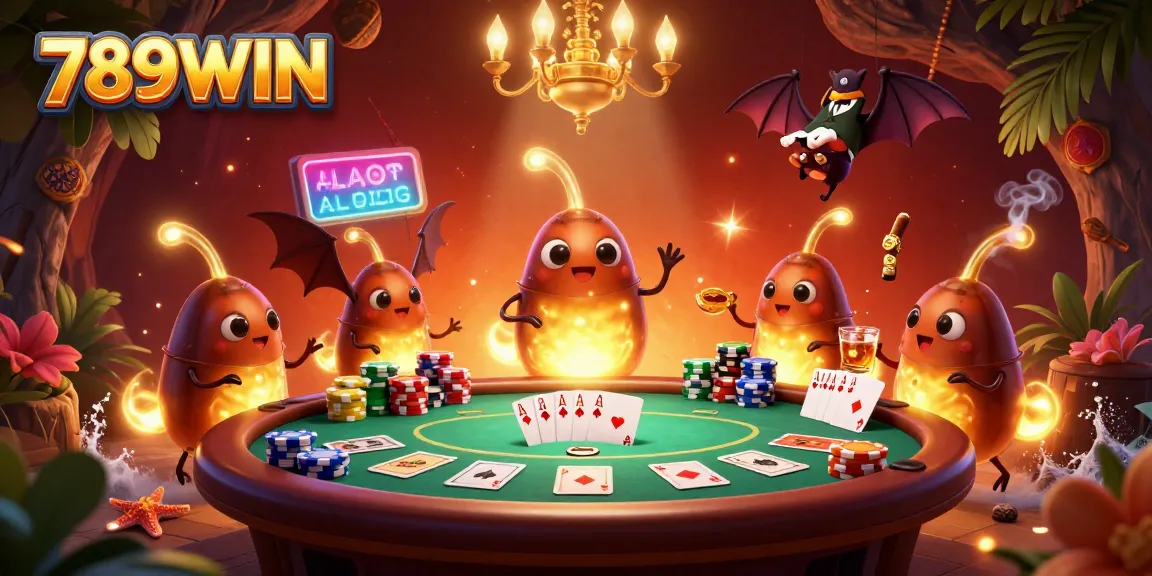 Experience thrilling games at 789WIN as glowworms light up an enchanting casino scene.