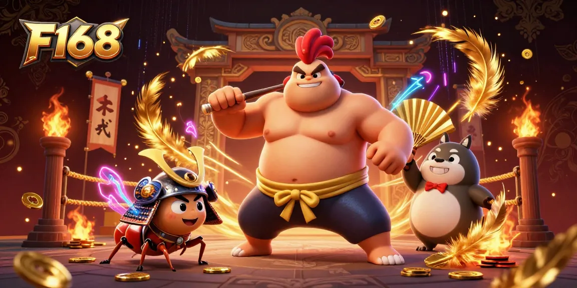 Experience live betting excitement with F168 as a sumo wrestler and samurai cricket clash.