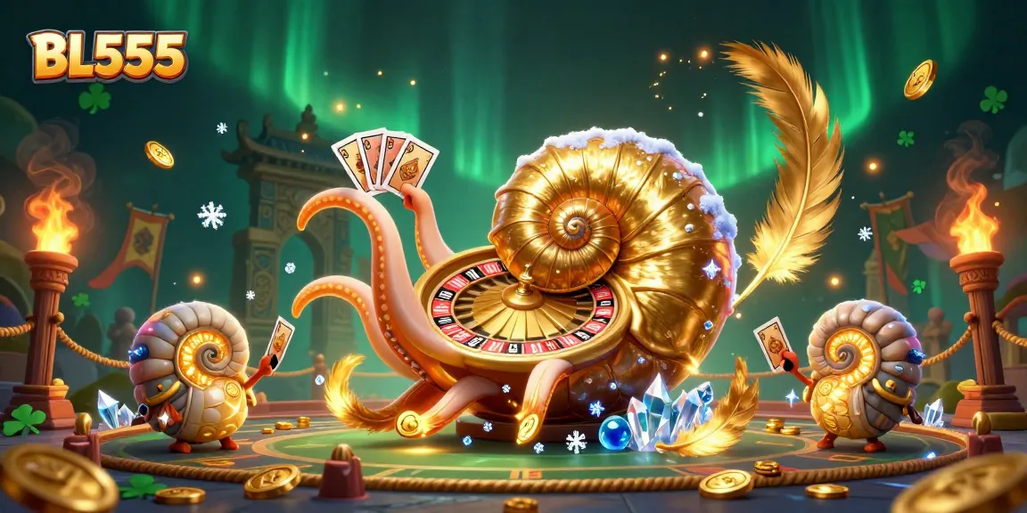 Engage in thrilling gaming with the BL555 nautilus, as it showcases a vibrant casino scene filled with gold and excitement.