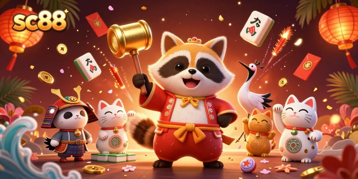 Experience sc88's vibrant casino world through animated cheerful characters and festive elements.