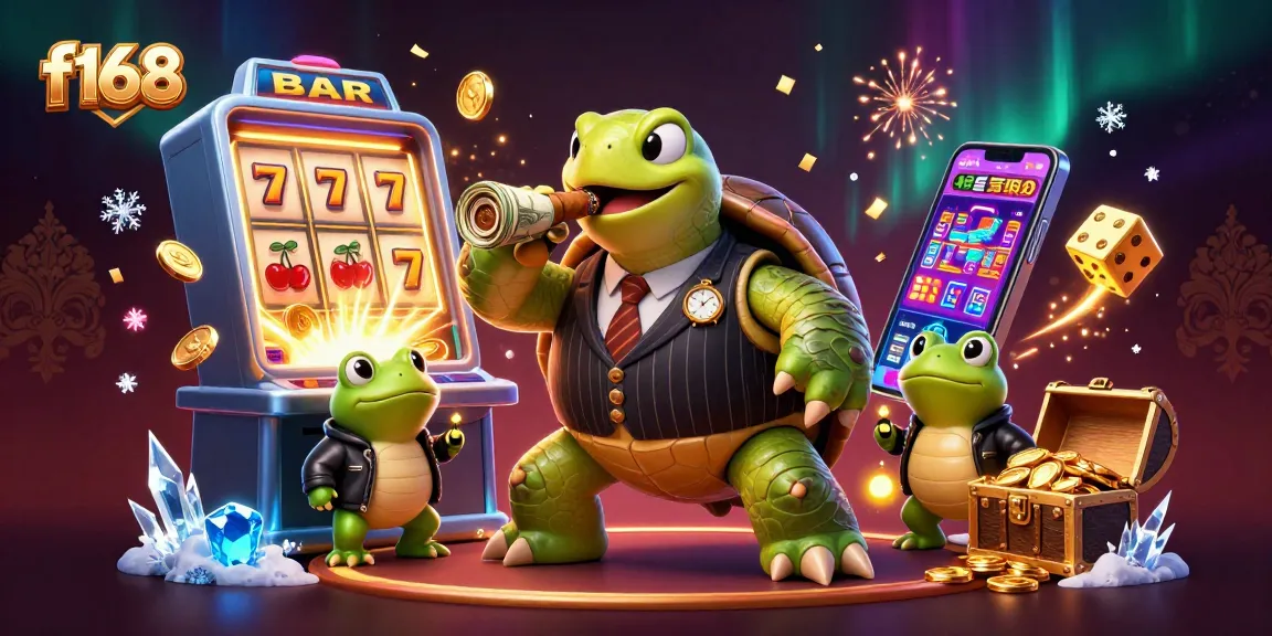 Experience big wins at f168 with our vibrant online casino illustration showcasing the action of slots and games.