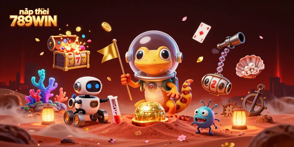 Engage in exciting nạp tiền 789WIN casino adventures with a Martian gecko uncovering treasures!