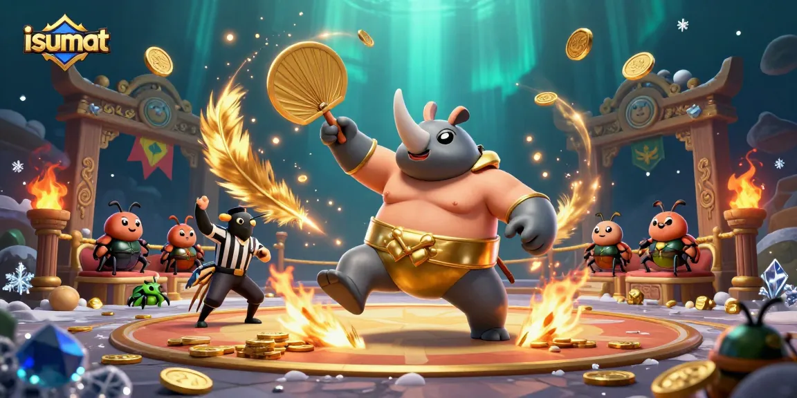 Experience lively online gaming with isumat, showcasing dynamic beetle characters amidst a vibrant casino setting.