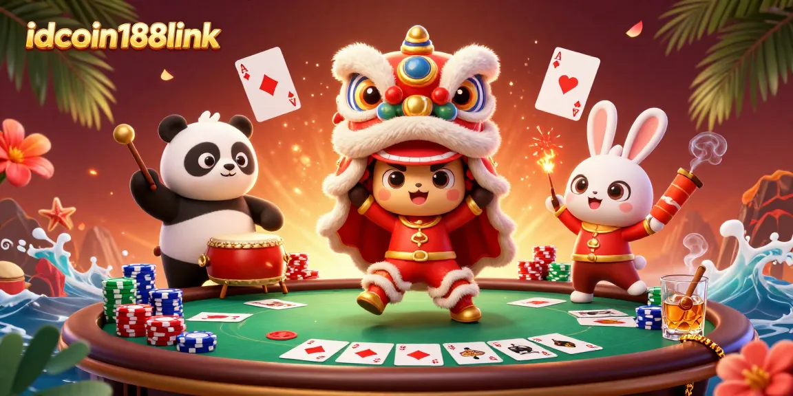 Engage in exciting gameplay at idcoin188link with a dynamic casino celebration and poker elements.