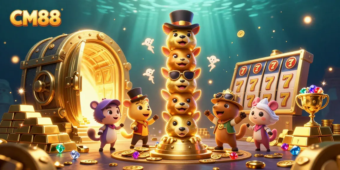 Engage with CM88's lively gaming world featuring a dynamic casino scene and vibrant treasures.