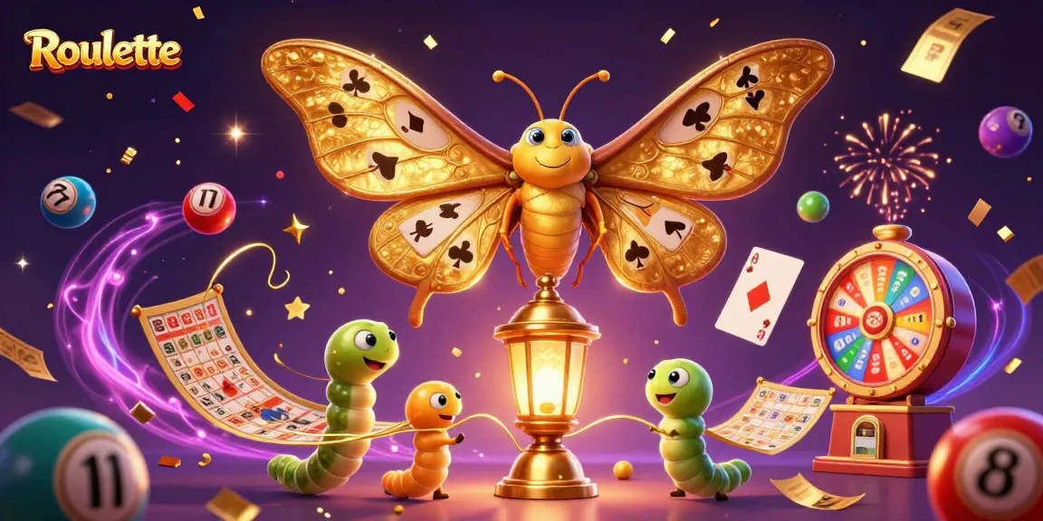 Experience Roulette excitement with golden tickets, colorful balls, and vibrant casino elements.