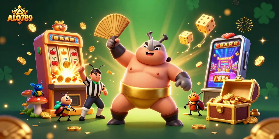 Join the action at ALO789 with a thrilling showdown featuring a sumo beetle champion and exciting casino elements.