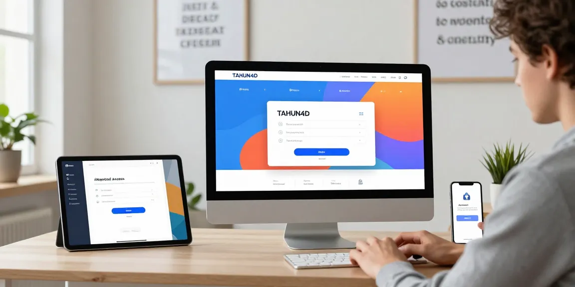 Pengguna memasukkan tahun4d login pada layar komputer modern di ruang kerja yang terang dan nyaman.