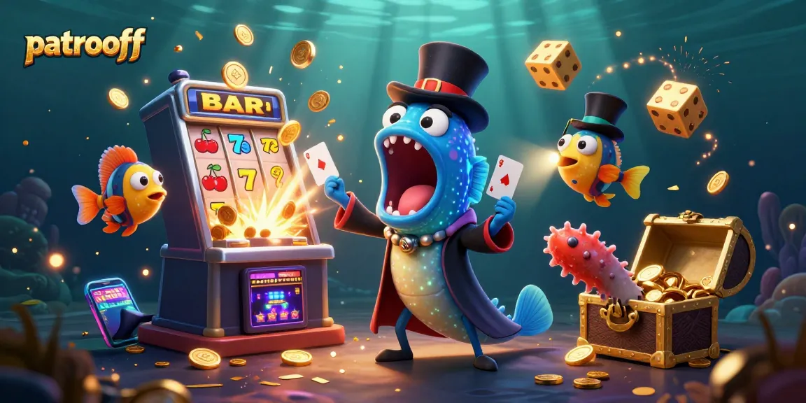 patroloff showcases an enchanting underwater casino scene with magical sea creatures and a jackpot explosion.