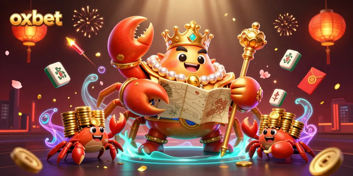 Play exciting games at OxBet with a golden crab emperor and stunning casino elements.