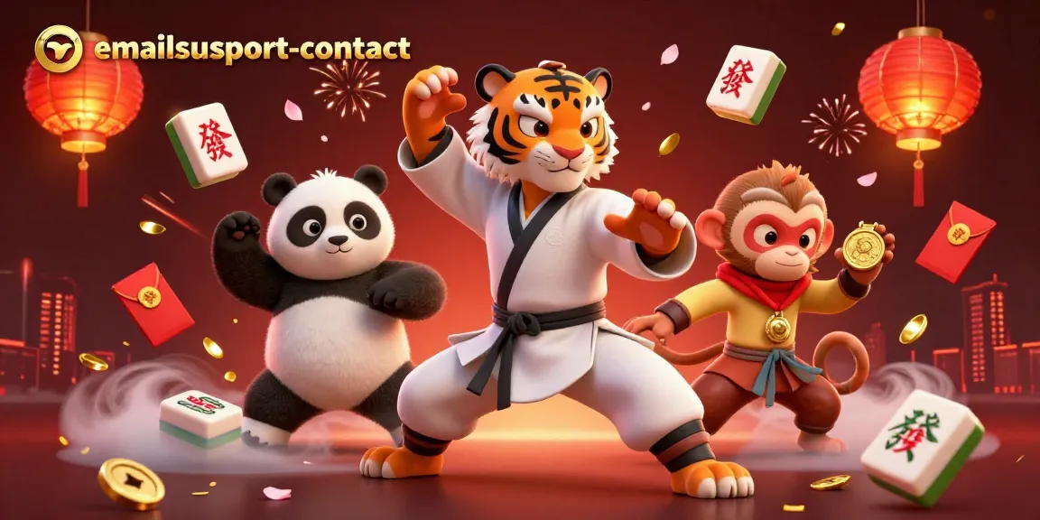 Engage with the emailsupport-contact experience featuring a thrilling scene of a kung fu tiger and a panda in a vibrant 3D casino setting.