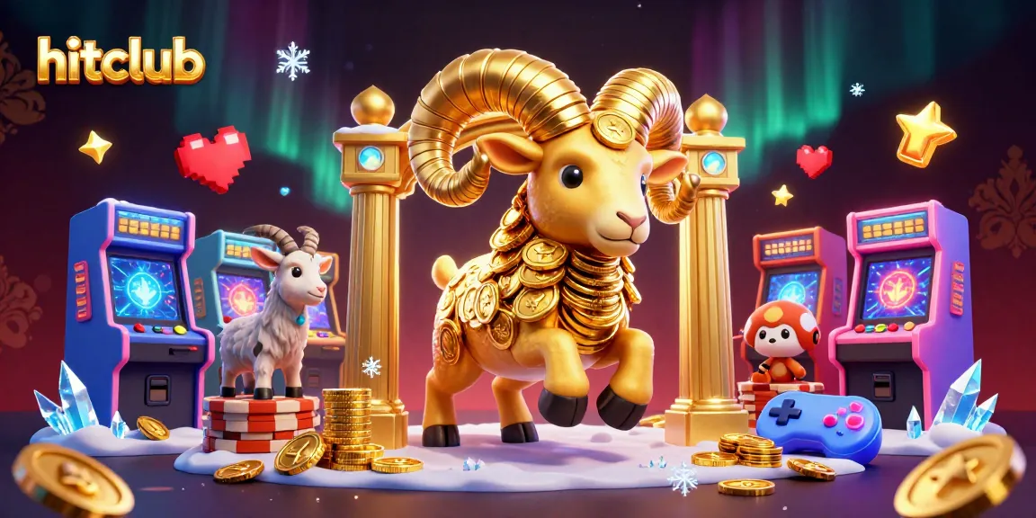 Hitclub transforms the casino scene with a 3D golden ram charging through a vibrant gaming realm.