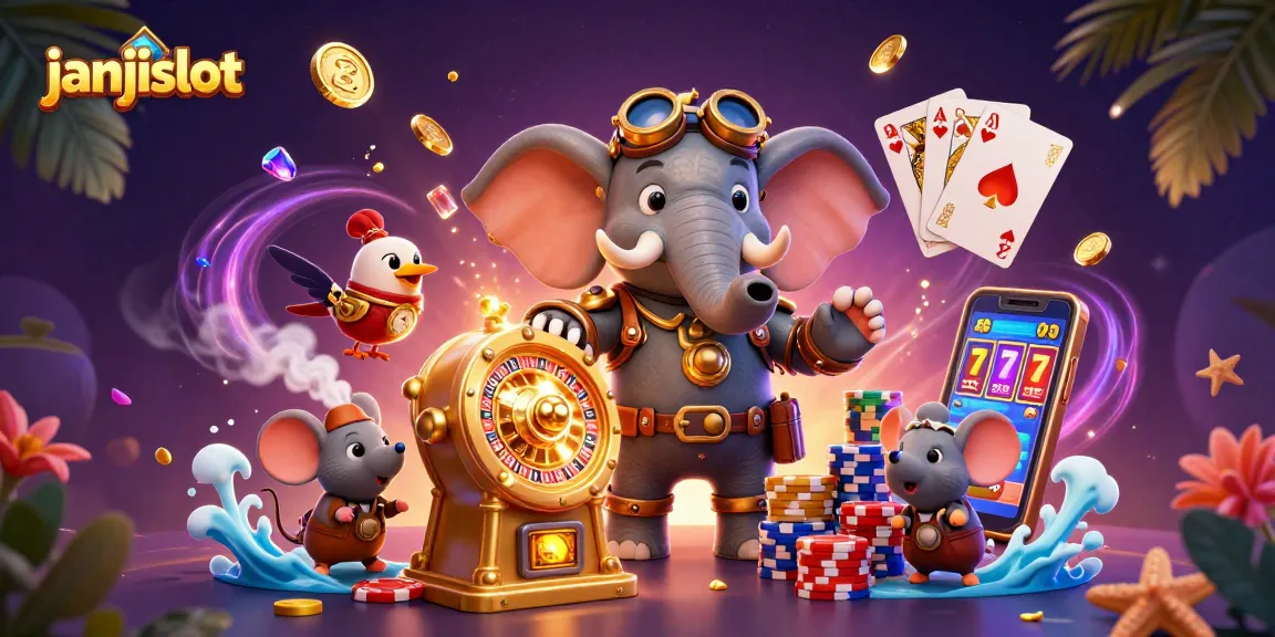Experience thrilling gameplay with janjislot's vibrant scene featuring steampunk characters and dynamic casino elements.