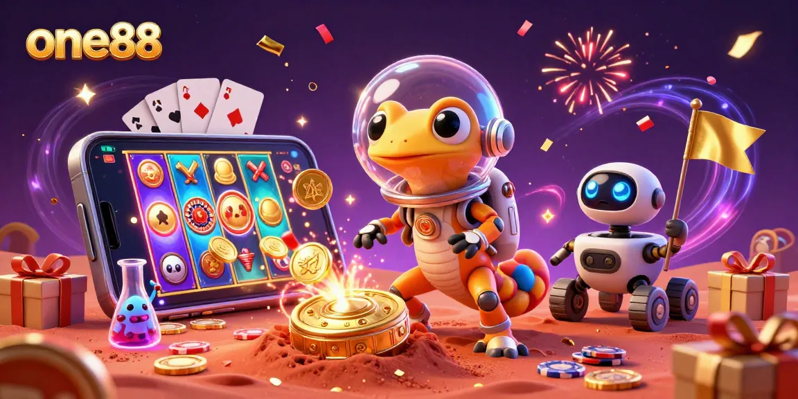Experience the thrilling gaming adventures with one88 in a vibrant Martian casino scene.