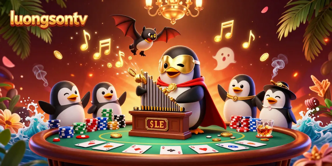 Experience the thrilling action of luongsontv with a vibrant casino scene filled with golden coins and poker excitement.
