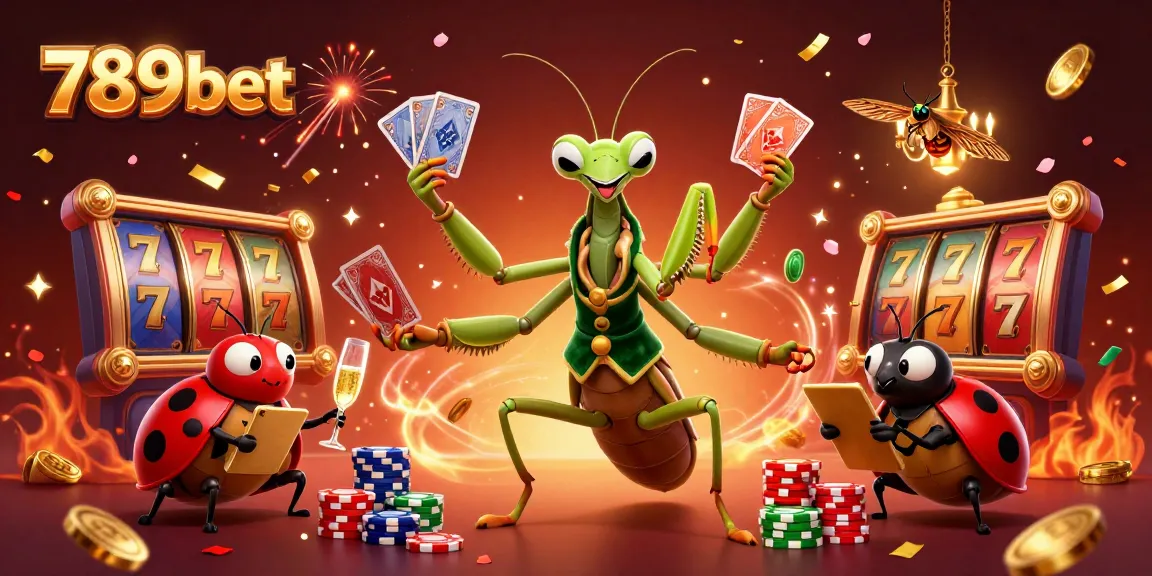 Engage with the excitement of 789bet through a vibrant 3D casino scene featuring card games and celebration.