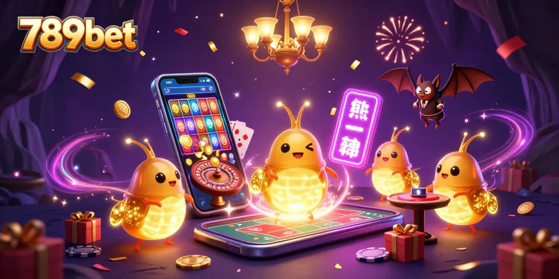 Experience the thrill of 789bet with glowing casino elements, vibrant games, and festive confetti.