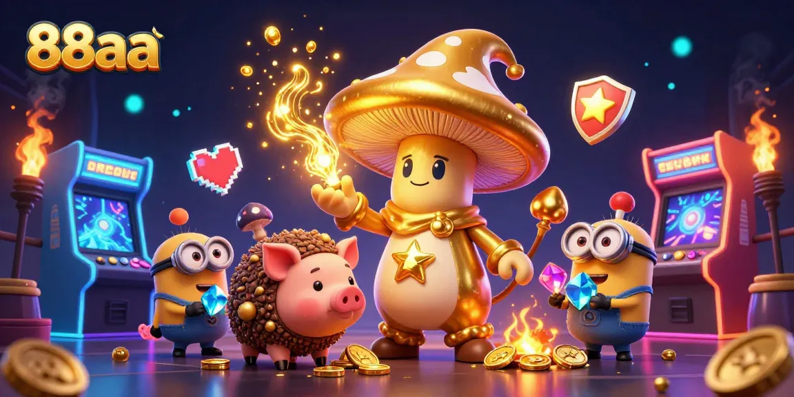 Experience 88aa’s thrilling fantasy world with a golden mushroom wizard and treasure-hunting joy.
