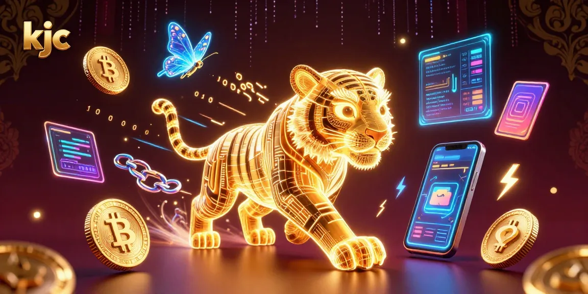 Experience thrilling gaming at KJC's digital casino with neon animations and crypto excitement.