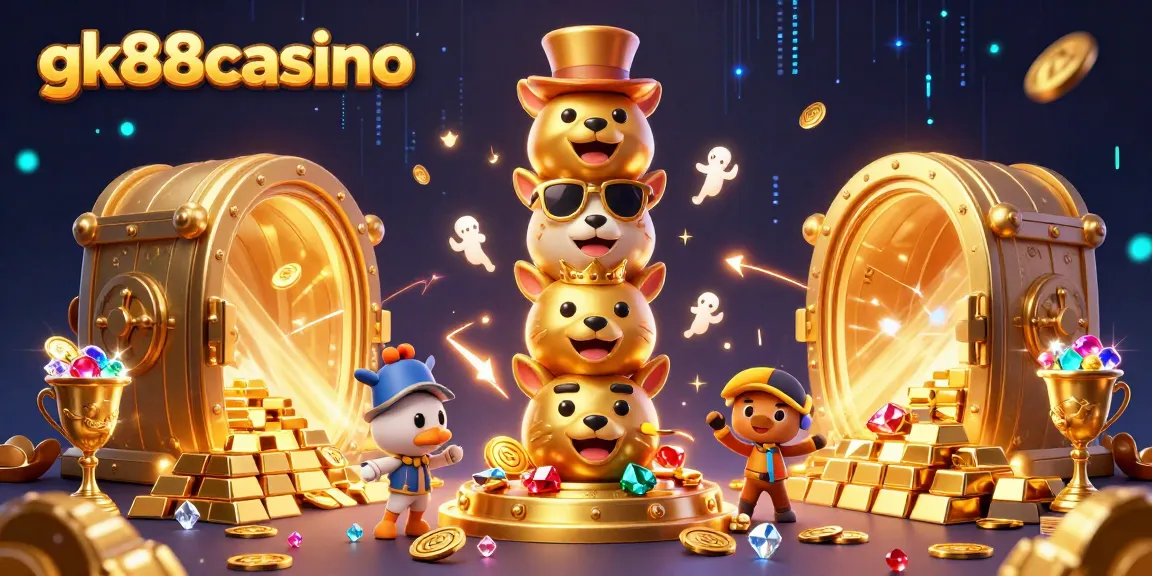 Engage with exciting games at gk88casino, featuring a vibrant 3D casino scene showcasing the totem pole.