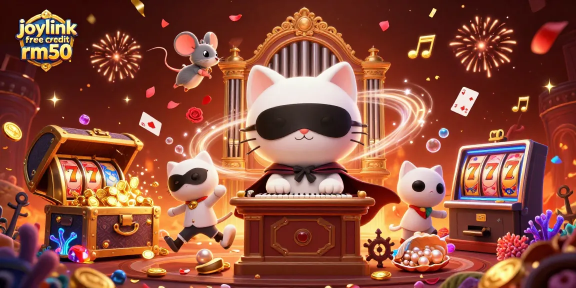Experience joylink free credit rm50 with thrilling casino adventures featuring a whimsical scene of characters and vibrant gameplay elements!