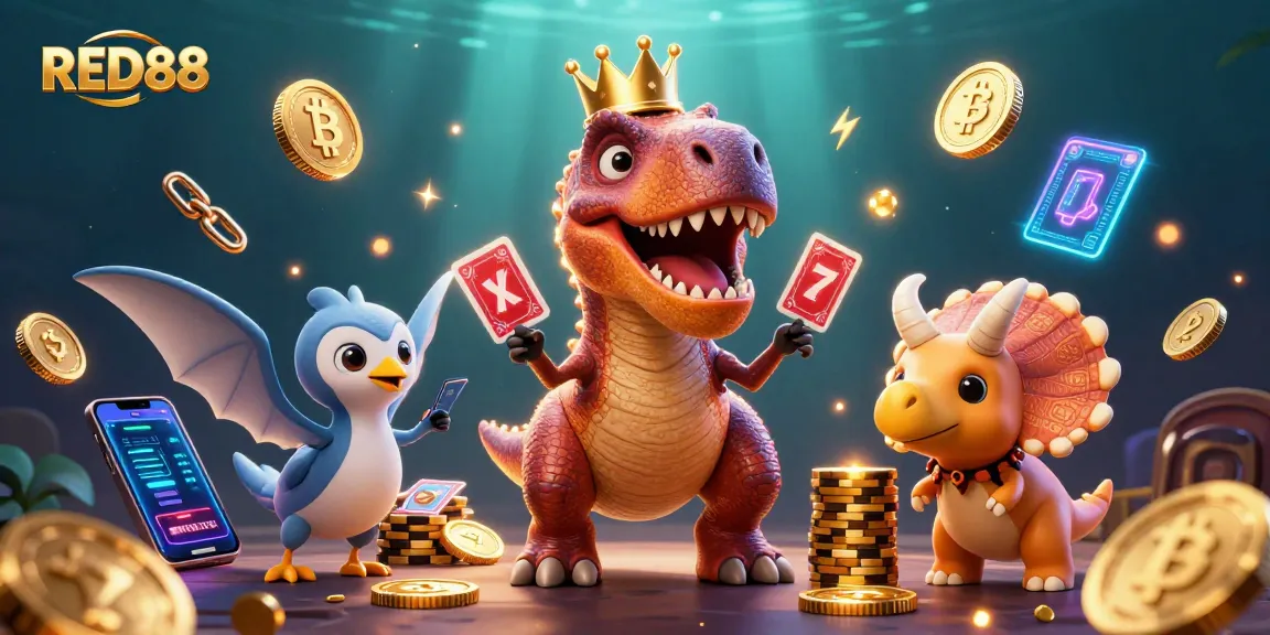 Join the fun at RED88 with lucky 7s and chips in a vibrant casino scene!