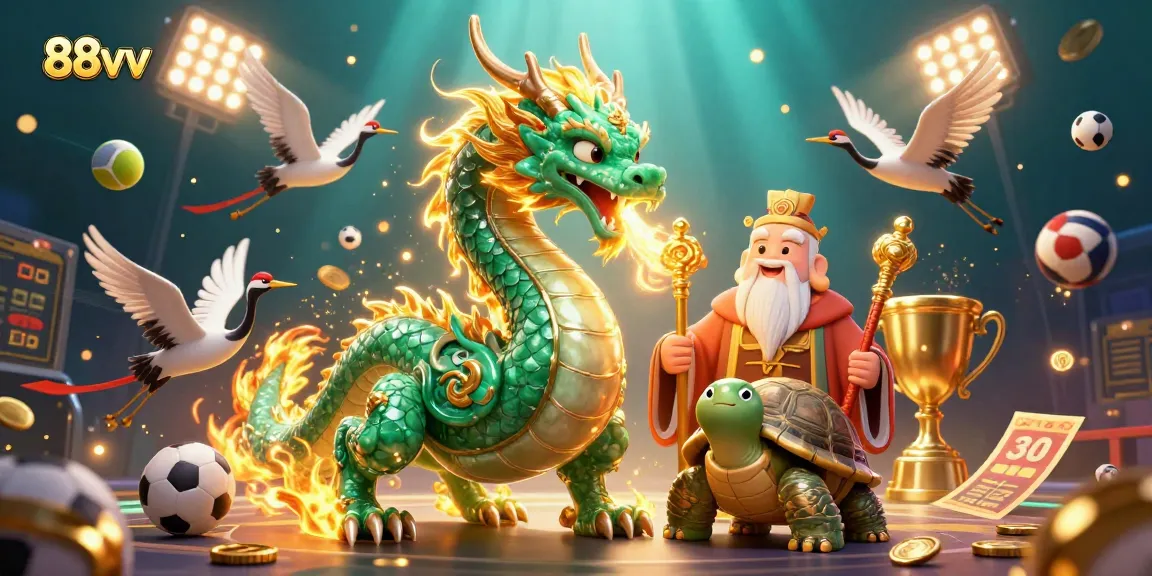 Betting and gaming spectacle featuring 88vv's action-packed 3D dragon and lucky elements.